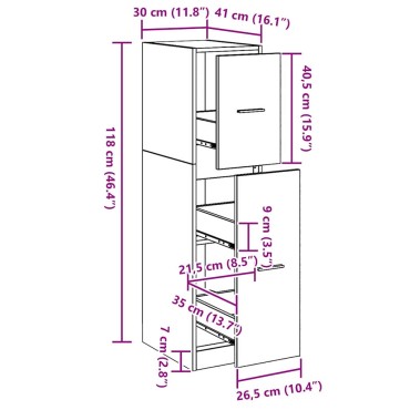 vidaXL Φαρμακοποιϊκή Ντουλάπα Μαύρη δρυς 30x41x118cm