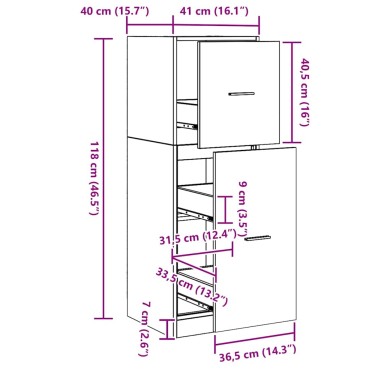vidaXL Φαρμακοποιϊκή Ντουλάπα Μαύρη δρυς 40x41x118cm