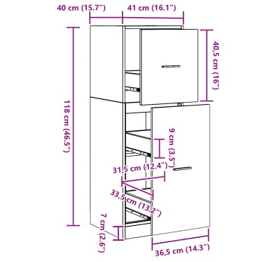 vidaXL Φαρμακοποιϊκή Ντουλάπα Μαύρη δρυς 40x41x118cm