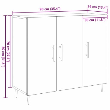 vidaXL Πλαϊνό γραφείο Μαύρη Οξυά 90x34x80cm Επεξεργασμένο Ξύλο 1 τεμ.