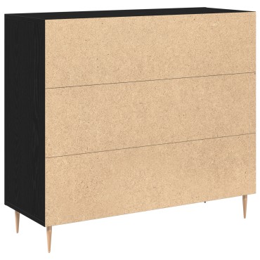 Μαύρος Μπουφές Δρυς vidaXL 90x34x80cm Φτιαγμένος από ξύλο 1 τεμ.