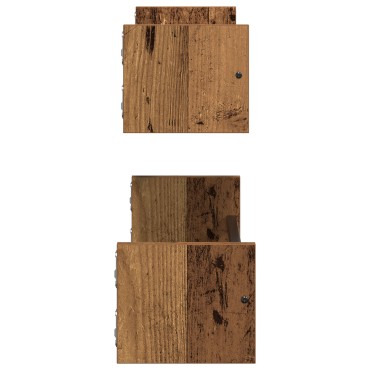 vidaXL Ράφια τοίχου 2 τεμ. Ξύλο παλιό 60x16x14cm Μηχανικής ξύλου