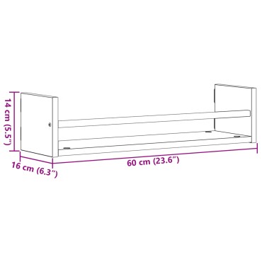 vidaXL Ράφια τοίχου 2 τεμ. Ξύλο παλιό 60x16x14cm Μηχανικής ξύλου