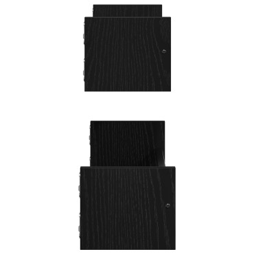 vidaXL Ράφια τοίχου 2 τεμ. Μαύρη Δρυς 60x16x14cm Κατασκευασμένο ξύλο