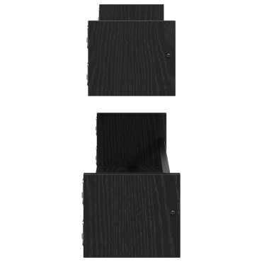 vidaXL Ράφια τοίχου 2 τεμ. Μαύρο Δρυς 80x16x14cm Επεξεργασμένο ξύλο