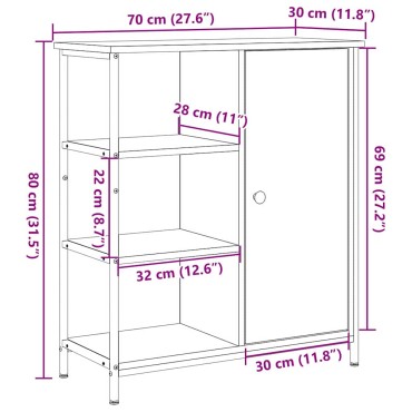 vidaXL Πλαϊνό γραφείο Παλιό ξύλο 70x30x80cm 1 τεμ.