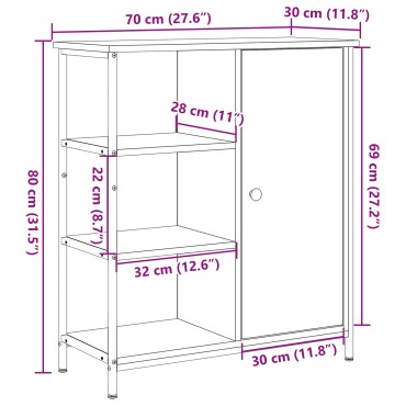vidaXL Μπουφές Από Δρυς 70x30x80cm Επεξεργασμένο Ξύλο 1 τεμ.