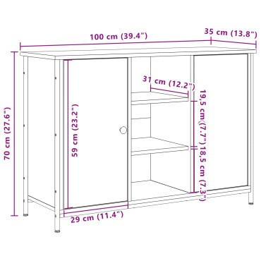 vidaXL Κονσόλα Παλιού Ξύλου 100x35x70cm Κατασκευασμένο Ξύλο και Χάλυβας 1 τεμ.