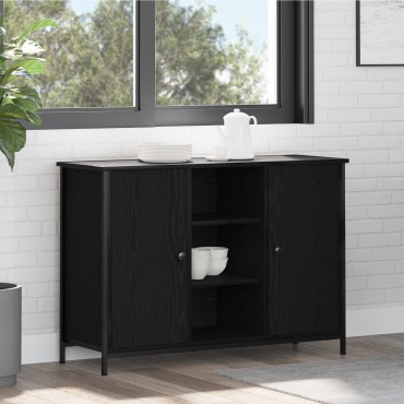 vidaXL Μπουφές Μαύρος Δρυς 100x35x70cm Επεξεργασμένο Ξύλο και Μέταλλο 1 τεμ.