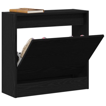 vidaXL Ντουλάπα Παπουτσιών Μαύρο Δρυς 60x21x57cm Επεξεργασμένο Ξύλο