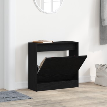 vidaXL Ντουλάπα Παπουτσιών Μαύρο Δρυς 60x21x57cm Επεξεργασμένο Ξύλο
