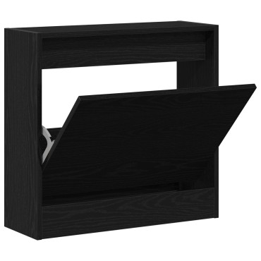 vidaXL Ντουλάπα Παπουτσιών Μαύρο Δρυς 60x21x57cm Επεξεργασμένο Ξύλο