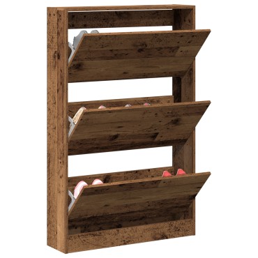 vidaXL Ντουλάπα Παπουτσιών Παλιού Ξύλου 80x21x125,5cm Κατασκευασμένο Ξύλο