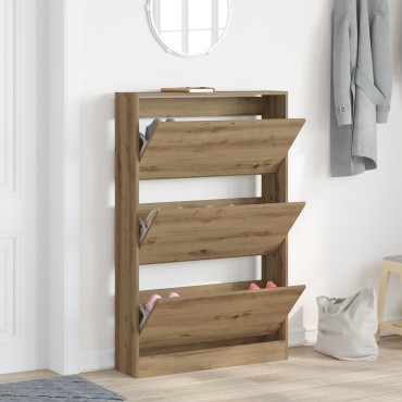 vidaXL Ντουλάπα Παπουτσιών Καρυδιά 80x21x125,5cm Επεξεργασμένο Ξύλο