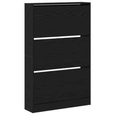 vidaXL ντουλάπα παπουτσιών Μαύρο Δρυς 80x21x125,5cm Επεξεργασμένο ξύλο