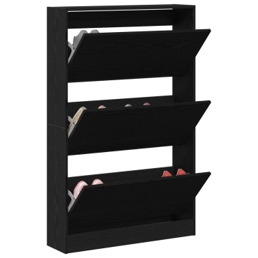 vidaXL ντουλάπα παπουτσιών Μαύρο Δρυς 80x21x125,5cm Επεξεργασμένο ξύλο