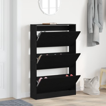 vidaXL ντουλάπα παπουτσιών Μαύρο Δρυς 80x21x125,5cm Επεξεργασμένο ξύλο