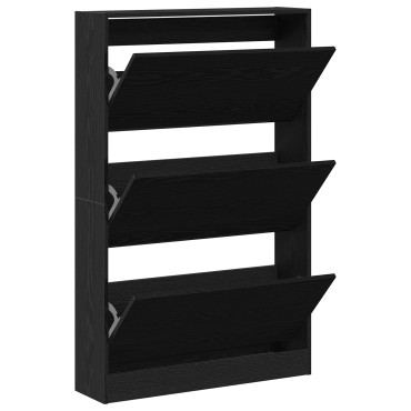 vidaXL ντουλάπα παπουτσιών Μαύρο Δρυς 80x21x125,5cm Επεξεργασμένο ξύλο