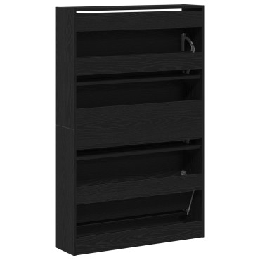 vidaXL ντουλάπα παπουτσιών Μαύρο Δρυς 80x21x125,5cm Επεξεργασμένο ξύλο