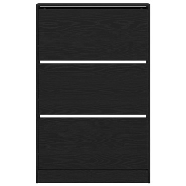 vidaXL ντουλάπα παπουτσιών Μαύρο Δρυς 80x21x125,5cm Επεξεργασμένο ξύλο