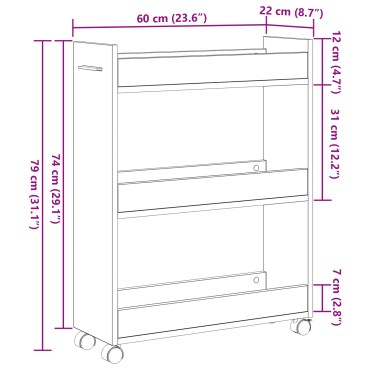 vidaXL Κιβώτιο Ρολό παλαιού ξύλου 60x22x79cm Κατασκευασμένο ξύλο