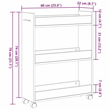 vidaXL Ντουλαπιού (Cabinet) 60x22x79cm Artisan Oak