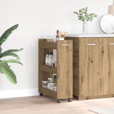 vidaXL Ρολό Καλάθι από Δρυ 60x22x79cm Επεξεργασμένου Ξύλου