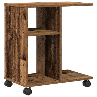 vidaXL Τραπέζι με Ρόδες από Παλιό Ξύλο 50x30x55cm Φτιαγμένο από MDF 1 τεμ.