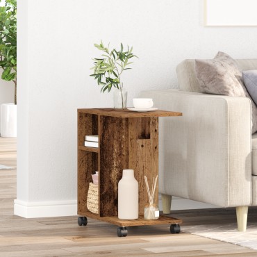 vidaXL Τραπέζι με Ρόδες από Παλιό Ξύλο 50x30x55cm Φτιαγμένο από MDF 1 τεμ.