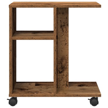 vidaXL Τραπέζι με Ρόδες από Παλιό Ξύλο 50x30x55cm Φτιαγμένο από MDF 1 τεμ.