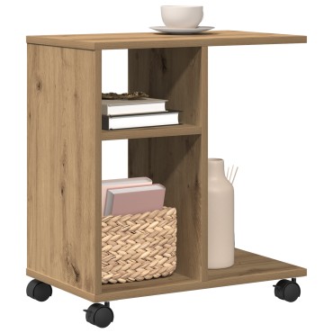 vidaXL Τραπεζάκι με Ρόδες Artisan Oak 50x30x55cm Ξύλο Επεξεργασμένο 1 τεμ.