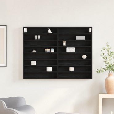 vidaXL Βιτρίνα Μαύρη Δρυς 100x8,5x75cm Επεξεργασμένο Ξύλο