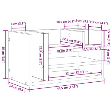 vidaXL Οργανωτής Γραφείου Παλιό ξύλο 44,5 x 24 x 25 εκ