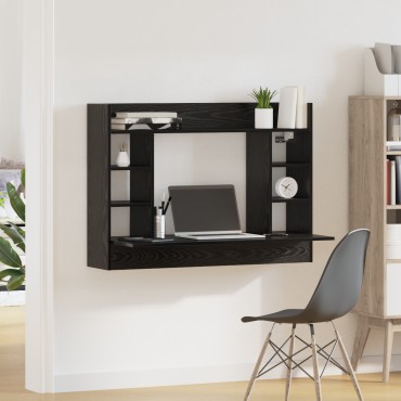 vidaXL Γραφείο Τοίχου Μαύρη Δρυς 105x48x75cm Επεξεργασμένο Ξύλο 1 τεμ.