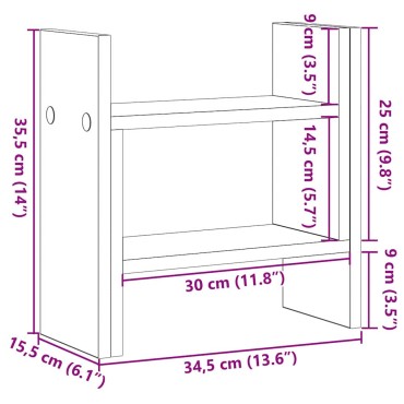 vidaXL Οργανωτής Γραφείου Μαύρη Δρυς 34,5 x 15,5 x 35,5 cm