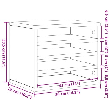vidaXL Οργανωτής Γραφείου Μαύρη Δρυς 36x26x29.5 cm Επεξεργασμένο Ξύλο