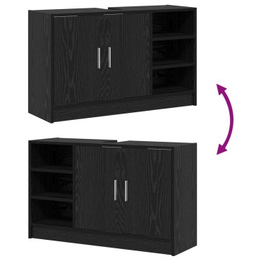 vidaXL Ντουλάπι Μπάνιου Μαύρη Οξυά 90x29x55cm Επεξεργασμένο ξύλο 1 τεμ.
