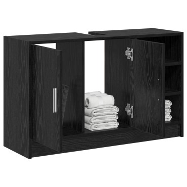 vidaXL Ντουλάπι Μπάνιου Μαύρη Οξυά 90x29x55cm Επεξεργασμένο ξύλο 1 τεμ.