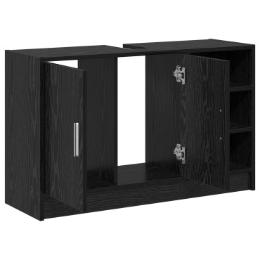 vidaXL Ντουλάπι Μπάνιου Μαύρη Οξυά 90x29x55cm Επεξεργασμένο ξύλο 1 τεμ.