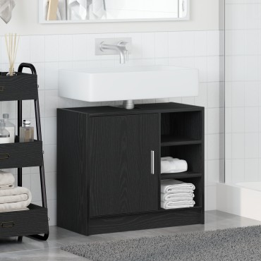 vidaXL Ντουλάπι Νιπτήρα Μαύρη Βελανιδιά 63x29x55cm Επεξεργασμένο Ξύλο 1 τεμ.