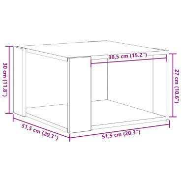 vidaXL Τραπεζάκι σαλονιού Μαύρη Οξυά 51,5x51,5x30 εκ 1 τεμ.
