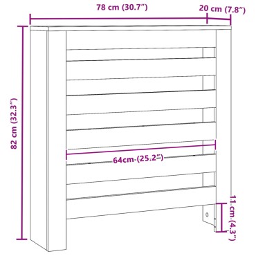 vidaXL Κάλυμμα Ραδιόρ Μαύρο Δρυ 78x20x82 εκ. Επεξεργασμένο Ξύλο
