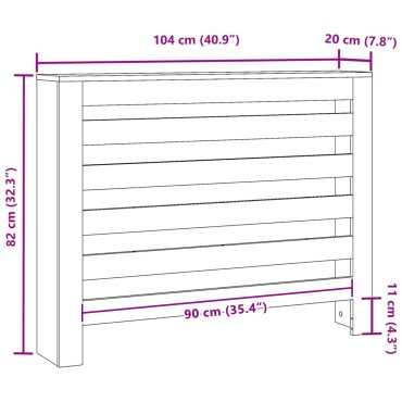 vidaXL Κάλυψη Καλοριφέρ Μαύρη Δρυς 104x20x82 εκ Επεξεργασμένο Ξύλο