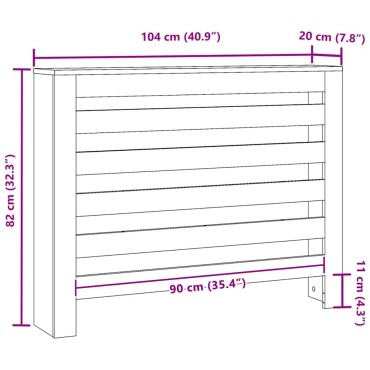 vidaXL Καπάκι Καλοριφέρ Μαύρη Οξυά 104 x 20 x 82 cm Επεξεργασμένο Ξύλο
