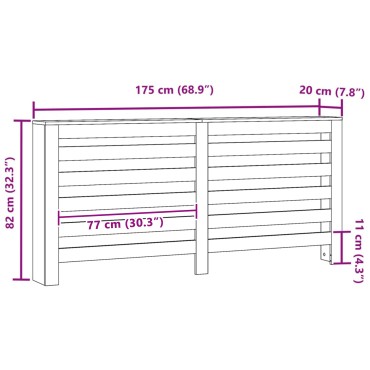vidaXL Κάλυμμα Καλοριφέρ Μαύρο 175x20x82 εκ Κατασκευασμένου Ξύλου