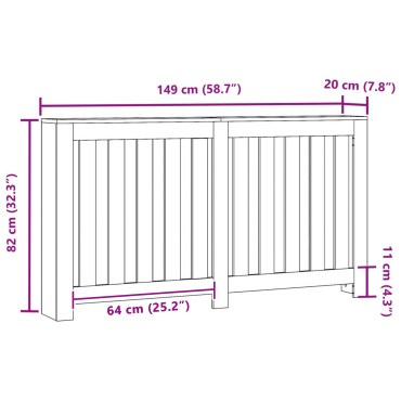 vidaXL Kάλυμμα Καλοριφέρ Μαύρη Δρυός 149x20x82 εκ Φτιαγμένο Ξύλο