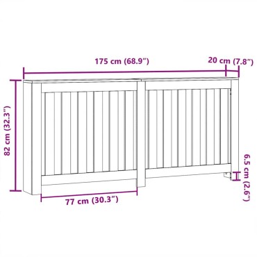 vidaXL Καπάκι Καλοριφέρ Μαύρη Οξυά 175 x 20 x 82 cm Επεξεργασμένο Ξύλο