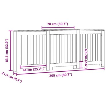 vidaXL Καπάκι Καλοριφέρ Μαύρη Οξυά 205 x 21,5 x 83,5 cm