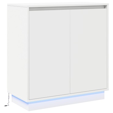 vidaXL LED Κομοδίνο Λευκό - 71x34,5x75cm, Φτιαγμένο από Επεξεργασμένο Ξύλο 1 τεμ.