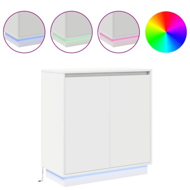vidaXL LED Κομοδίνο Λευκό - 71x34,5x75cm, Φτιαγμένο από Επεξεργασμένο Ξύλο 1 τεμ.